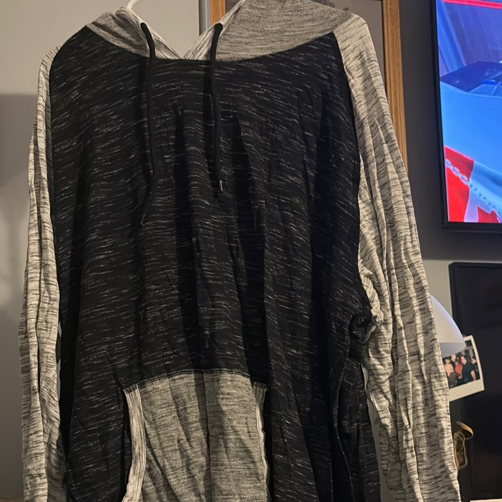 Black and Gray Hooded Tee Shirt